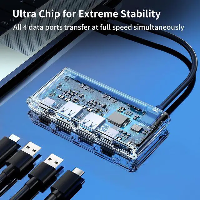 Alt view image 5 of 7 - USB-C 3.2 Hub 10Gbps, 4 Ports USB C Splitter for Laptop, USB 3.2 Hub Multiport Adapter Extender Compatible with Thunderbolt MacBook Pro PC and More Type c (Not Support Charging/Monitor)