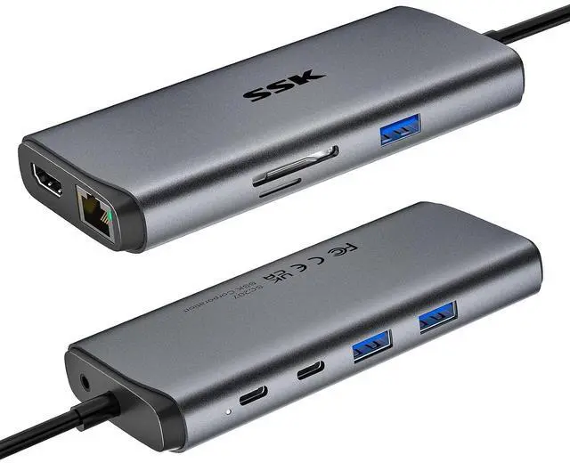 Main image of USB C Hub for Laptop, 10Gbps USB-C Dock with Ethernet, HDMI 4K 60Hz, 10 in 1 MacBook Docking Station Multiport Adapter for Laptops/Devices with HDMI, USB3.2, SD/TF, 100W PD, 3.5 mm Headphone
