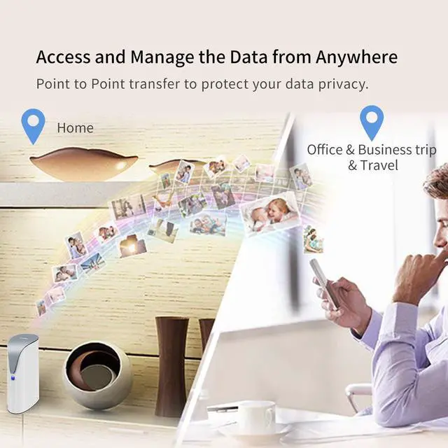 Alt view image 4 of 7 - 4TB Personal Cloud Network Attached Storage Support Wireless Remote Access, Home Office NAS Storage with Hard Drive Included for Phone/Tablet PC/Laptop Auto-Backup (Not Support WiFi Connection)