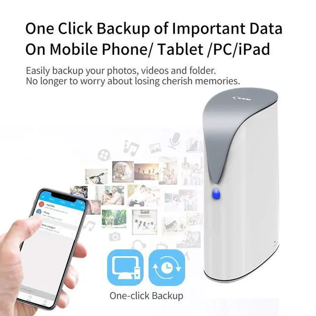 Alt view image 5 of 7 - 4TB Personal Cloud Network Attached Storage Support Wireless Remote Access, Home Office NAS Storage with Hard Drive Included for Phone/Tablet PC/Laptop Auto-Backup (Not Support WiFi Connection)