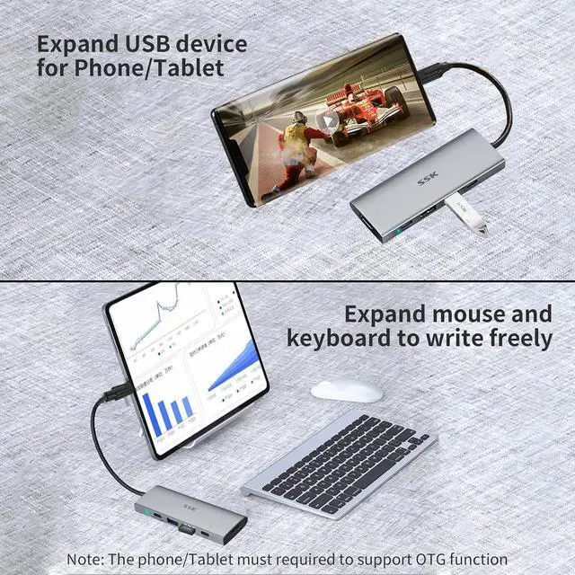 Alt view image 6 of 6 - 100W USB-C HUB, USB3.2 Gen 2 10Gbps 5 in 1 Type C Multiport Adapter with 4K HDMI, 2 USB C with 1 PD Powered, 2 USB A 3.2 Gen2 Ports, SuperSpeed USB Dock for Laptop MacBook Pro Air Dell Hp Lenovo