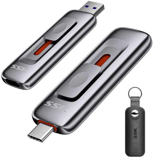 Main image of 256GB Flash Drive SSD External, Push-Pull USB Drive up to 1000MB/s Dual Head, Thumb Drive-USB SSD Memory Stick for iPhone 15/16/17, Android, Tablet, Win& Mac Zinc Alloy