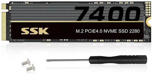 Main image of M.2 NVMe SSD 1TB, PCIe Gen 4.0 x4 M.2 2280 SSD Card Up to 7400MB/s, NVMe 2.0 Internal Gaming Solid State Drive Support DRAM-Less Low Power Consumption, Trim, Graphene Heatsink Included