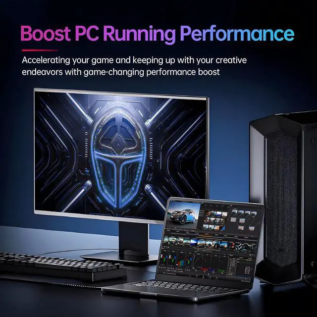 Alt view image 6 of 7 - M.2 NVMe SSD 1TB, PCIe Gen 4.0 x4 M.2 2280 SSD Card Up to 7400MB/s, NVMe 2.0 Internal Gaming Solid State Drive Support DRAM-Less Low Power Consumption, Trim, Graphene Heatsink Included