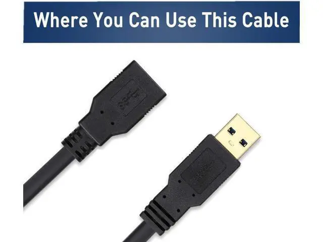 Alt view image 2 of 6 - USB 3.0 Extension Cable 20 FT USB Extender Cable 20 FT Type A Male to A Female SuperSpeed Extension Cord (20FT Black)