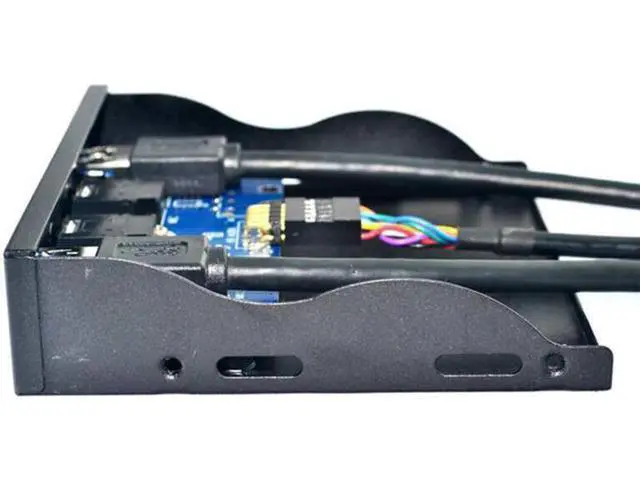 Alt view image 3 of 6 - 3.5" Front Panel USB 3.0 Hub, Motherboard 20 Pin to 2 Ports USB 3.0 Splitter, HD Audio Mic Connector Adapter with Internal Floppy Bay Bracket - 2 Feet Cables
