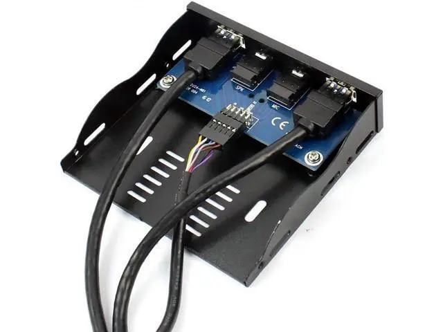 Alt view image 4 of 6 - 3.5" Front Panel USB 3.0 Hub, Motherboard 20 Pin to 2 Ports USB 3.0 Splitter, HD Audio Mic Connector Adapter with Internal Floppy Bay Bracket - 2 Feet Cables
