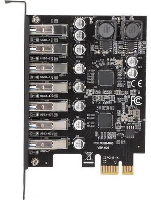 Main image of PCIE USB 3.0 Card 7 Ports PCI Expree to USB Expansion Card Super Speed 5Gbps PCI-e USB3.0 Hub Controller Adapter for Windows 11/10/8/7/XP/Vista