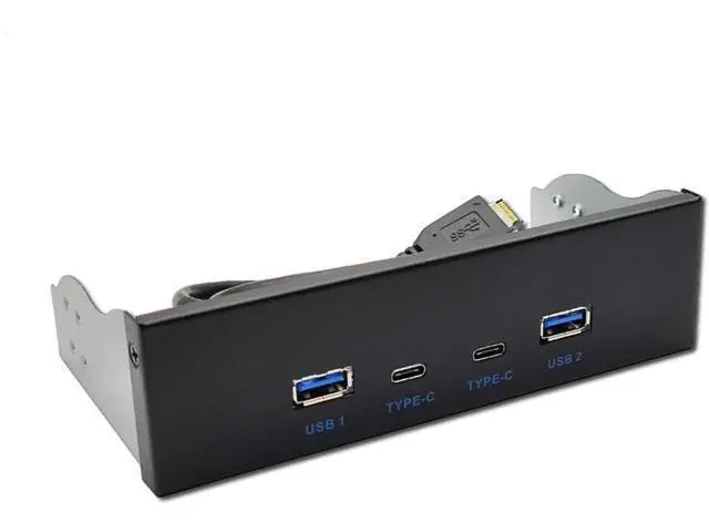 Alt view image 2 of 7 - USB 3.2 10Gbps USB Front Panel Hub 5.25 inch Bay 2x Type-C and 2x USB-A 4 Ports USB Computer Case Expansion Adapter,USB 3.2 Motherboard Header 20Pin Key-A Type-E to 4 USB Splitter Adapter -2.6FT Cable