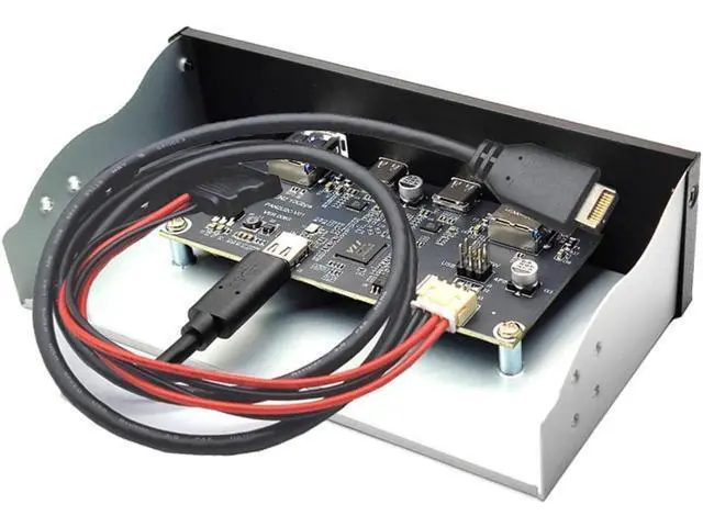 Alt view image 4 of 7 - USB 3.2 10Gbps USB Front Panel Hub 5.25 inch Bay 2x Type-C and 2x USB-A 4 Ports USB Computer Case Expansion Adapter,USB 3.2 Motherboard Header 20Pin Key-A Type-E to 4 USB Splitter Adapter -2.6FT Cable