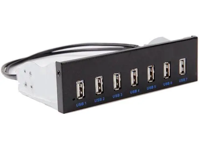 Alt view image 2 of 3 - 7 Port USB 2.0 5.25" Internal CD-ROM Bay Front Panel USB Hub,7 x USB 2.0 Type A Female to Motherboard USB 10 pin Hub Splitter Adapter w/ 5.25 inch Metal Bracket