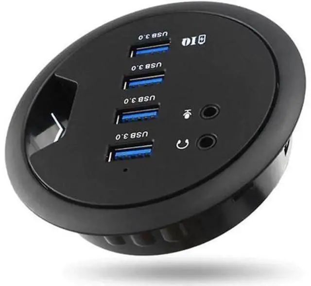 Main image of In Desk 4-Port SuperSpeed USB 3.0 HUB Adapter Fits in a 3inch grommet hole and External Stereo Sound Adapter Combo