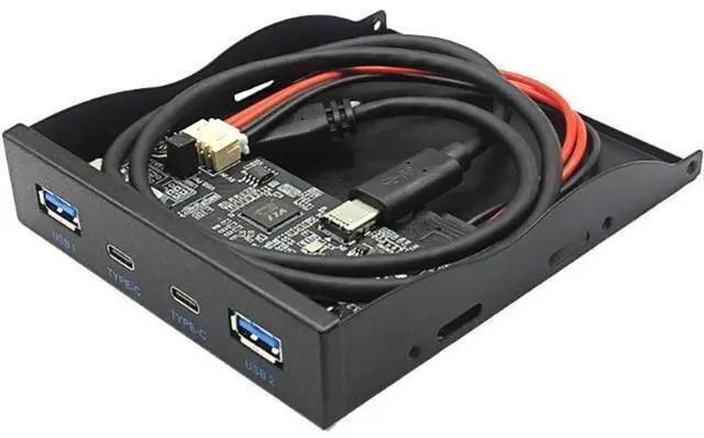 Alt view image 3 of 6 - USB 3.2 10Gbps USB Front Panel Hub 3.5 inch Floppy Bay 2x Type-C and 2x USB-A 4 Ports Computer Case Expansion Adapter,USB 3.2 Motherboard Header 20Pin Key-A Type-E to 4 USB Splitter-2FT Cable