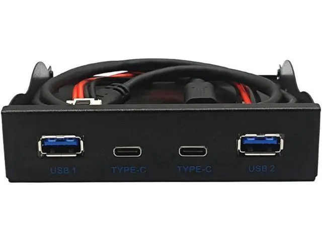 Alt view image 5 of 6 - USB 3.2 10Gbps USB Front Panel Hub 3.5 inch Floppy Bay 2x Type-C and 2x USB-A 4 Ports Computer Case Expansion Adapter,USB 3.2 Motherboard Header 20Pin Key-A Type-E to 4 USB Splitter-2FT Cable