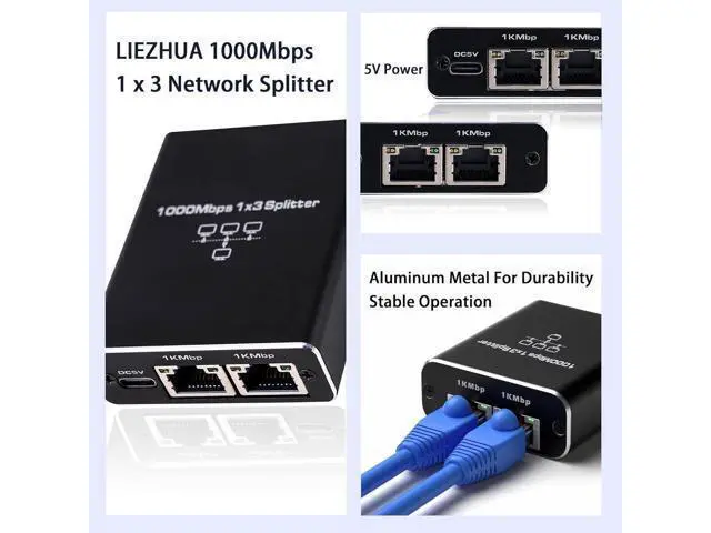 Alt view image 2 of 7 - Ethernet Splitter 1 to 3 1000Mbps High Speed RJ45 LAN Splitter Adapter Gigabit Fast Internet CAT 5 5e 6 7 8 Network Cable Multi Port Splitter HUB for Home Office Business