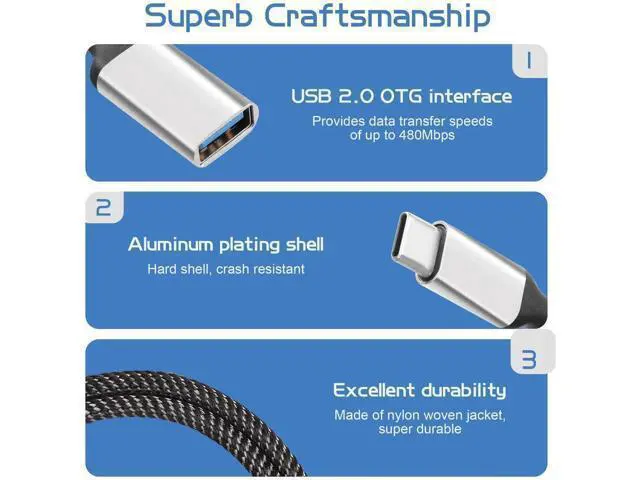 Alt view image 3 of 6 - USB-C OTG Splitter Y Cable 20CM USB 3.0 Type C Male to Dual USB A Female Multiport Split Converter Multiple Hub for Car,Laptop,PC and More (1 to 3)