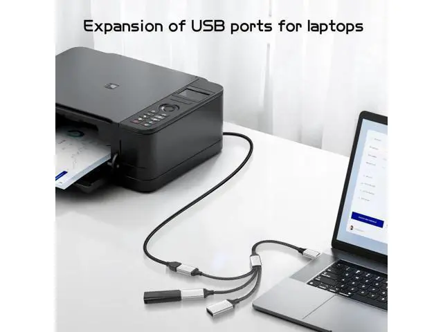Alt view image 2 of 6 - USB-C OTG Splitter Y Cable 20CM USB 3.0 Type C Male to Dual USB A Female Multiport Split Converter Multiple Hub for Car,Laptop,PC and More (1 to 3)