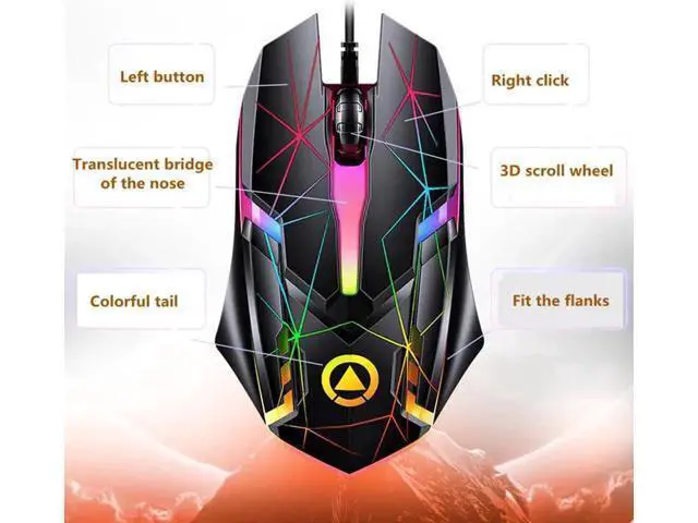 Alt view image 7 of 7 - Wired Gaming Mouse, USB Optical Mouse with 3 Buttons, 1200DPI Wired Ergonomic USB Computer Mouse, Desktop Laptop PC Gaming Mouse (Black)