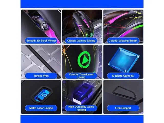 Alt view image 5 of 7 - Wired Gaming Mouse, USB Optical Mouse with 3 Buttons, 1200DPI Wired Ergonomic USB Computer Mouse, Desktop Laptop PC Gaming Mouse (Black)
