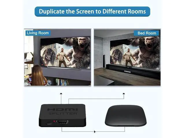 Alt view image 6 of 7 - HDMI Splitter 1 in 2 Out for Dual Monitors with a 5ft HDMI Cable 4K UHD Display for 2 Monitors- Copy 1 Source to 2 Displays at The Same Time