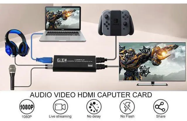 Alt view image 4 of 7 - Video Capture Card, 4K USB 3.0 Video Capture Card 1080P 60fps Video Grabber Record HDMI 4K Loopout Support PS3/ PS4 /Xbox One/DSLR/Camcorders/Action Cam