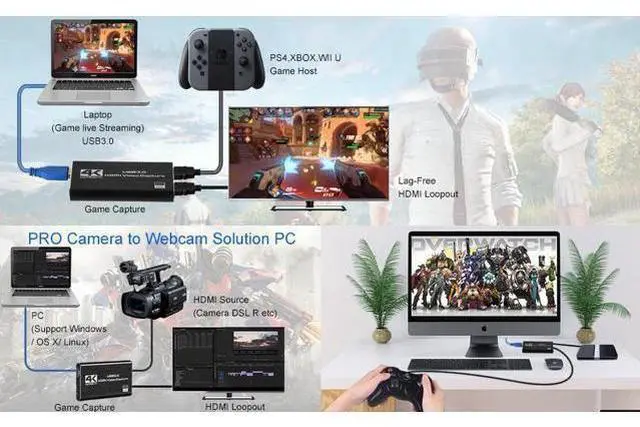 Alt view image 5 of 7 - Video Capture Card, 4K USB 3.0 Video Capture Card 1080P 60fps Video Grabber Record HDMI 4K Loopout Support PS3/ PS4 /Xbox One/DSLR/Camcorders/Action Cam