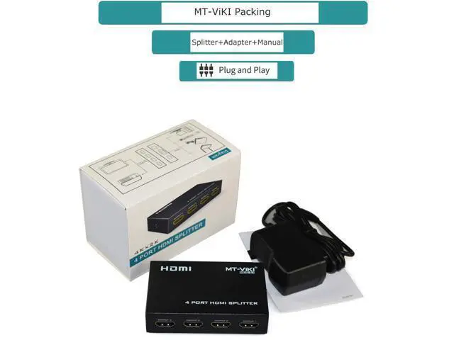 Alt view image 7 of 7 - MT-ViKI HDMI Splitter 1 in 4 Out, 1x4 Power HDMI Splitter 4 Ports w/AC Adapter, 4Kx2K@30Hz 3D Full HD Distributor for PS4 Fire Stick HDTV