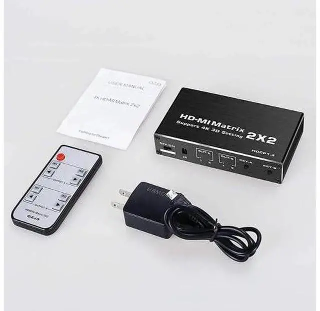 Alt view image 6 of 6 - 2 in 2 Out HDMI Matrix, 4K@60Hz 2x2 HDMI Matrix Switch with IR Remote Control, Support HDMI 2.0b, HDCP1.4, HDR, Ultra HD 4K, 3D (OZJ3)