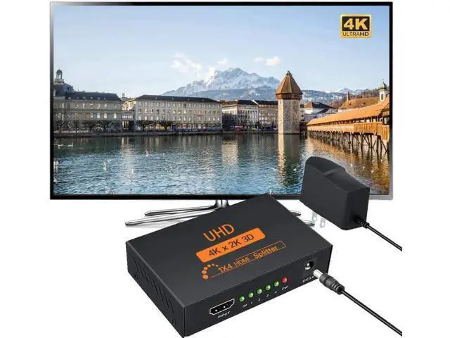 Alt view image 4 of 7 - 4K HDMI Splitter Adapter 4 Port Splitter, 1 In 4 Out HDMI Female To HDMI Female 1 To 4 Way For Xbox PS4 DVD HDTV PC Laptop