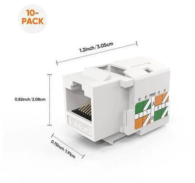 Alt view image 2 of 7 - Cat6 Keystone Jacks, 10-Pack RJ45 Keystone Jack, Ethernet Keystone Modular Female Connectors, White