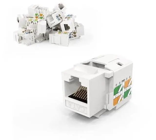 Main image of Cat6 Keystone Jacks, 10-Pack RJ45 Keystone Jack, Ethernet Keystone Modular Female Connectors, White