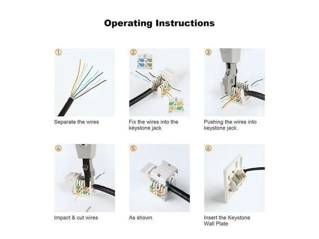 Alt view image 7 of 7 - Cat6 Keystone Jacks, 10-Pack RJ45 Keystone Jack, Ethernet Keystone Modular Female Connectors, White