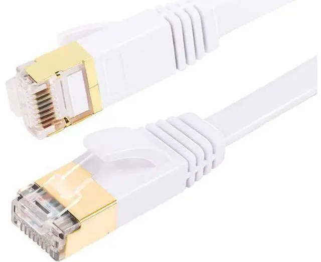 Main image of Cat 7 Flat Ethernet Cable 10 Gigabit Computer Network Cord for Xbox PS4 Modem Router Networking Switch (White, 25M/82ft.)