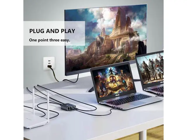 Alt view image 4 of 7 - Ethernet Splitter High Speed, 1000Mbps Ethernet Splitter 1 to 3 , Gigabit Internet Splitter with USB Power Cable, LAN Splitter for Cat 5/5e/6/7/8 Cable (3 Devices Simultaneous Networking)
