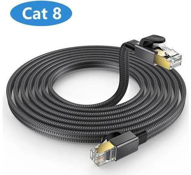 Main image of Cat 8 Ethernet Cable , 26AWG Flat Braided High Speed Network LAN Cable 40gbps 2000mhz, Heavy Duty Shielded Ethernet Cord with Gold Plated RJ45 Connectors for Router Modem Gaming PS5/4 50 ft.