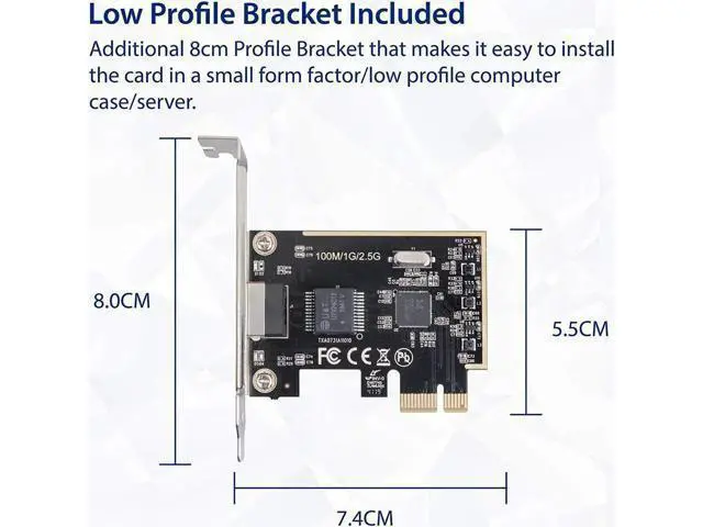 Alt view image 2 of 6 - 2.5 Gigabit Ethernet PCI Express PCI-E Network Interface Card 10/100/1000/25000 Mbps RJ45 LAN SI-PEX24059