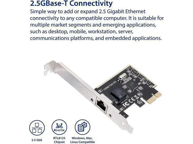 Alt view image 4 of 6 - 2.5 Gigabit Ethernet PCI Express PCI-E Network Interface Card 10/100/1000/25000 Mbps RJ45 LAN SI-PEX24059