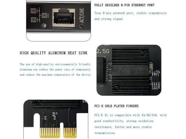 Alt view image 6 of 6 - 2.5Gbase-T Pcie Network Card I226-V Chip 2.5G PCI Express Gigabit Ethernet Card Wired RJ45 LAN Adapter Converter for Window 10/11
