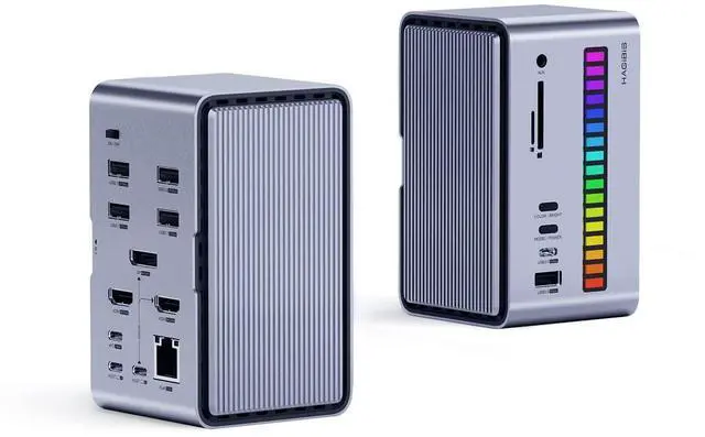 Main image of Dual USB C Docking Station Triple Monitor, LED Strip Light USB-C Hub Type-C Adapter with 8K DP&HDMI, M.2 SSD Enclosure, 100W PD, USB 3.1, 1000Mbps RJ45 for MacBook Air Pro, Laptop (U100 Ultra)