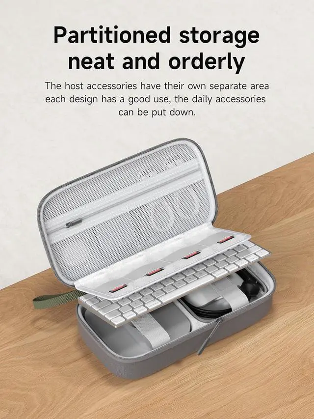 Alt view image 3 of 7 - Electronics Organizer Travel Case for Mac Mini M4/M4 Pro 2024 Portable Waterproof Carry Case for Cable, Charger, Docking Station, Power Bank, SD Card, Mouse, USB Flash Disk (Green)