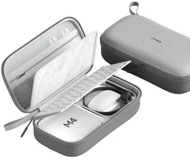 Main image of Electronics Organizer Travel Case for Mac Mini M4/M4 Pro 2024 Portable Waterproof Carry Case for Cable, Charger, Docking Station, Power Bank, SD Card, Mouse, USB Flash Disk (Grey)