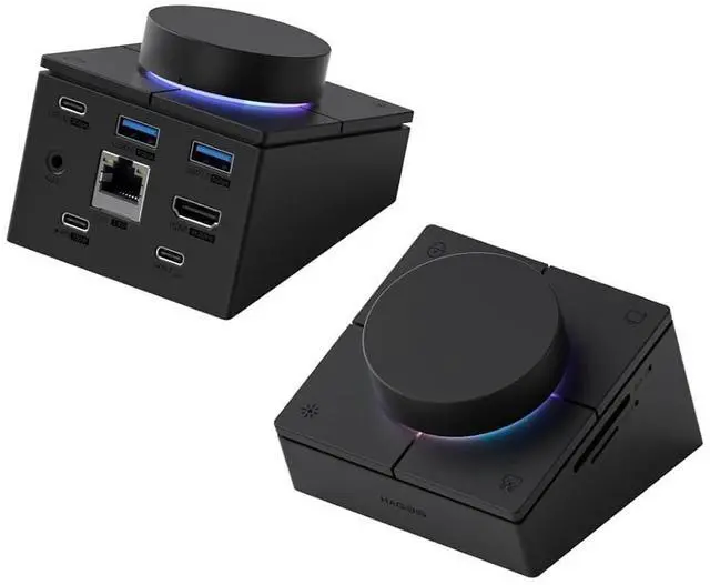 Main image of Knob USB C Hub with Shortcut Buttons, RGB Type-C Docking Station with 4K@60Hz HDMI, 100W PD, 5Gbps USB-C, 2 USB3.0, 2.5G RJ45, AUX, SD3.0, Micro SD3.0 for MacBook iPad Pro Laptop (Black 2.5G)