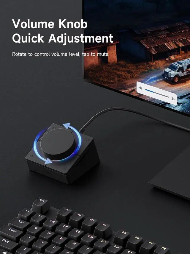 Alt view image 3 of 7 - Knob USB C Hub with Shortcut Buttons, RGB Type-C Docking Station with 4K@60Hz HDMI, 100W PD, 5Gbps USB-C, 2 USB3.0, 2.5G RJ45, AUX, SD3.0, Micro SD3.0 for MacBook iPad Pro Laptop (Black 2.5G)