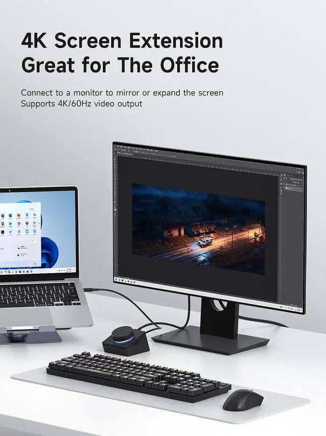 Alt view image 6 of 7 - Knob USB C Hub with Shortcut Buttons, RGB Type-C Docking Station with 4K@60Hz HDMI, 100W PD, 5Gbps USB-C, 2 USB3.0, 2.5G RJ45, AUX, SD3.0, Micro SD3.0 for MacBook iPad Pro Laptop (Black 2.5G)