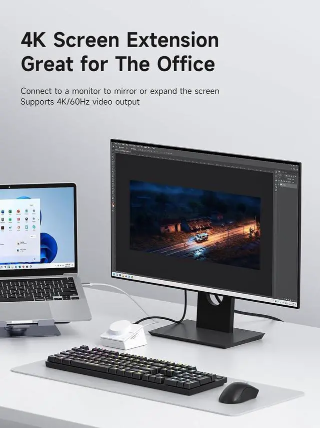 Alt view image 6 of 7 - Knob USB C Hub with Shortcut Buttons, RGB Type-C Docking Station with 4K@60Hz HDMI, 100W PD, 5Gbps USB-C, 2 USB3.0, 2.5G RJ45, AUX, SD3.0, Micro SD3.0 for MacBook iPad Pro Laptop (White 2.5G)