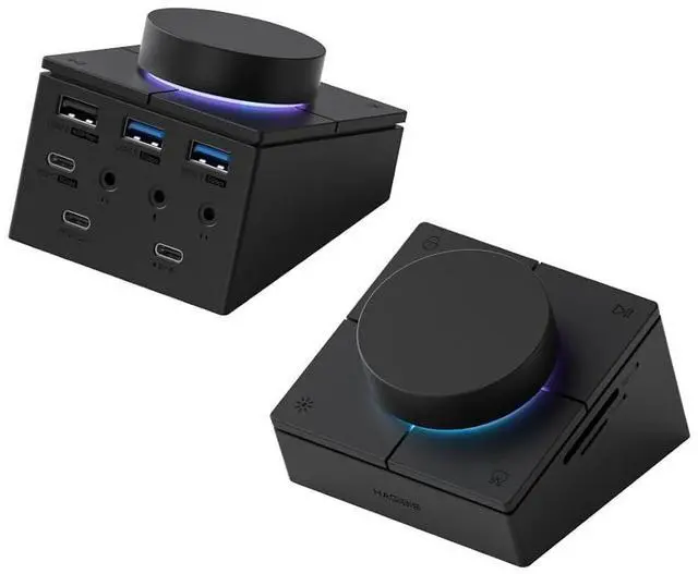 Main image of Knob USB C Hub with Shortcut Buttons, RGB Type-C Docking Station with 5Gbps USB-C, 2 USB3.0, 3.5mm Jack, SD/Micro SD3.0, USB2.0 for MacBook iPad Pro Laptop (Black AG)