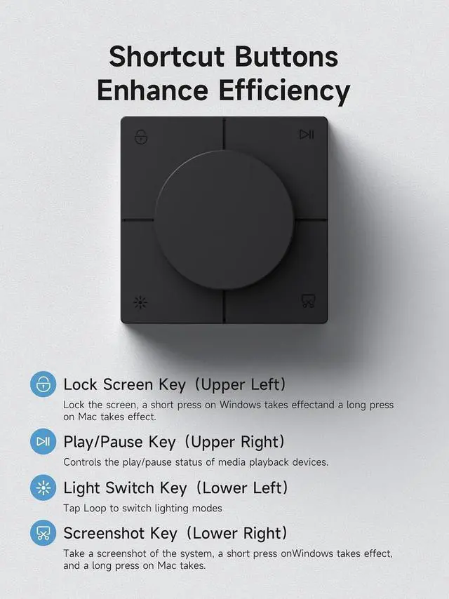 Alt view image 4 of 7 - Knob USB C Hub with Shortcut Buttons, RGB Type-C Docking Station with 5Gbps USB-C, 2 USB3.0, 3.5mm Jack, SD/Micro SD3.0, USB2.0 for MacBook iPad Pro Laptop (Black AG)