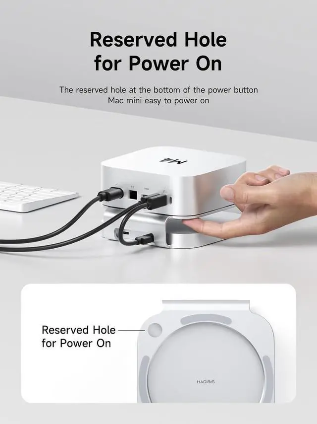 Alt view image 3 of 7 - Mac mini M4 Hub & Stand with SSD Enclosure, 3 in 1 USB Type-C Docking Station with M.2 NVMe SSD Case, 10Gbps USB3.2 Gen2, SD4.0, TF4.0, 5V/2A Power Supply for M4 Pro (MC60)