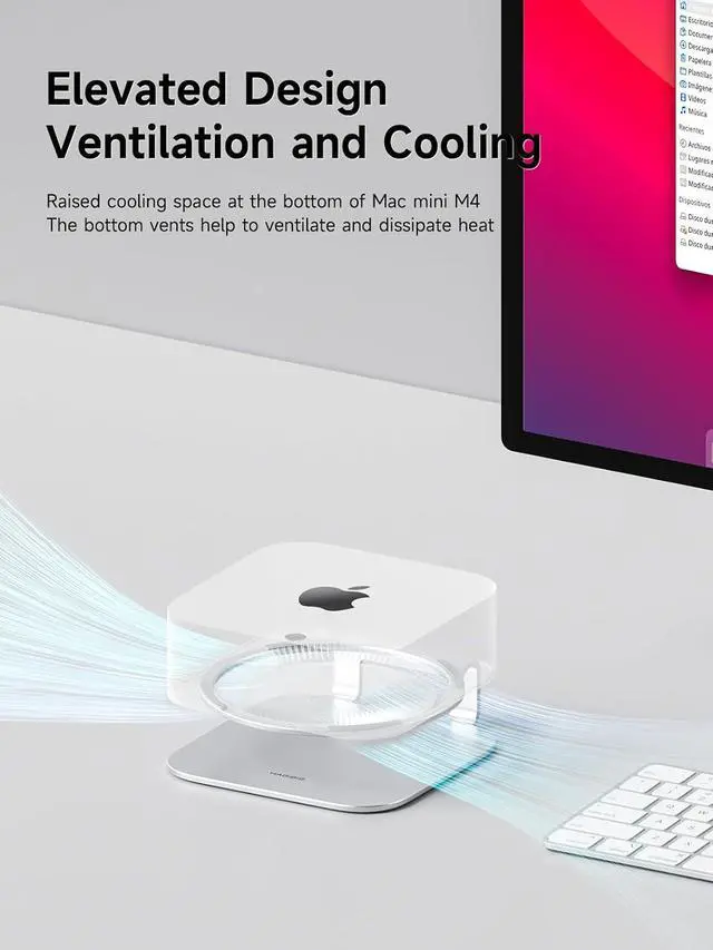 Alt view image 3 of 7 - Mac mini M4 Stand Storage Holder Aluminum Dock Heat Dissipation Bracket Cooling Mount Accessories for Mac mini M4 Pro