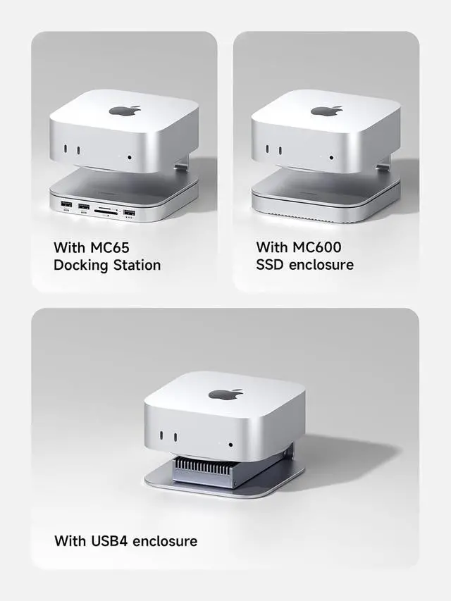 Alt view image 5 of 7 - Mac mini M4 Stand Storage Holder Aluminum Dock Heat Dissipation Bracket Cooling Mount Accessories for Mac mini M4 Pro